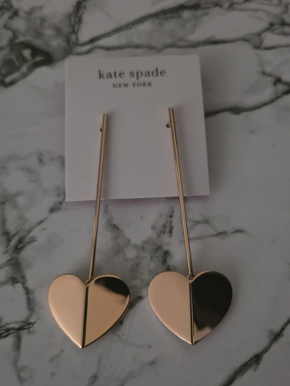 kate spade Rose Gold Split Heart Long Drop Earrings